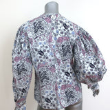 Isabel Marant Etoile Blouse Unatil Printed Cotton Size 42 Blouson-Sleeve Top