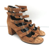Saint Laurent Babies Multi-Strap Sandals Brown Suede Size 39.5 Open Toe Heels