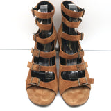 Saint Laurent Babies Multi-Strap Sandals Brown Suede Size 39.5 Open Toe Heels