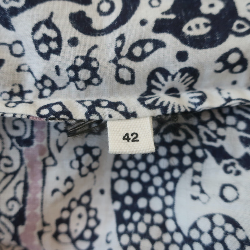 Isabel Marant Etoile Blouse Unatil Printed Cotton Size 42 Blouson-Sleeve Top