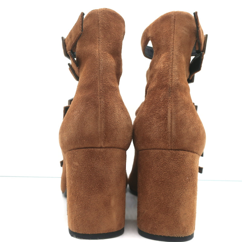 Saint Laurent Babies Multi-Strap Sandals Brown Suede Size 39.5 Open Toe Heels