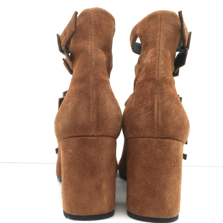 Saint Laurent Babies Multi-Strap Sandals Brown Suede Size 39.5 Open Toe Heels