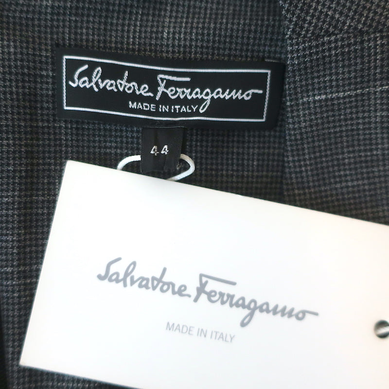 Salvatore Ferragamo Sleeveless Shift Dress Gray Wool &amp; Pink Satin Size 44 NEW