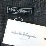 Salvatore Ferragamo Sleeveless Shift Dress Gray Wool & Pink Satin Size 44 NEW