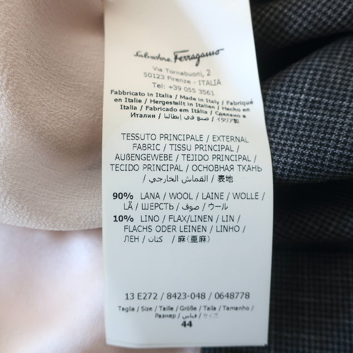 Salvatore Ferragamo Sleeveless Shift Dress Gray Wool &amp; Pink Satin Size 44 NEW