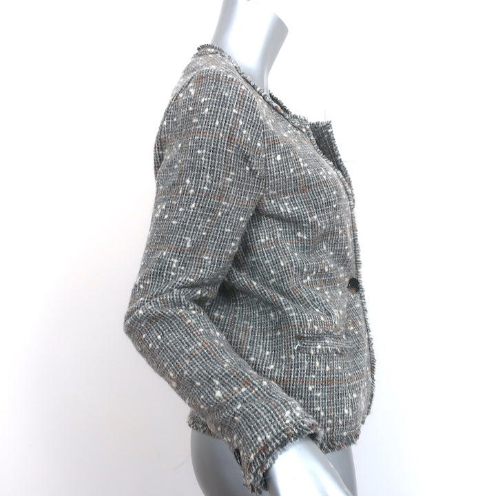 Isabel Marant Etoile Blazer Lyra Gray Checked Tweed Size 36 One-Button Jacket