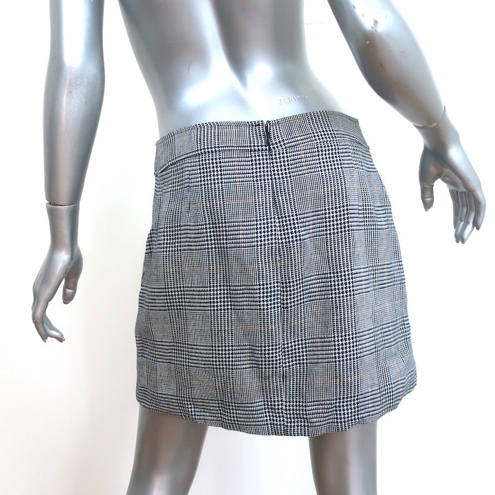 Veronica Beard Mini Skirt Fisher Navy/Multi Linen-Cotton Houndstooth Size 8