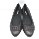 Bottega Veneta Intrecciato Leather Ballet Flats Very Dark Brown Size 39