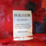 Saloni Tie-Neck Top Emile Red Floral Chiffon Size US 8 Long Sleeve Blouse