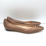 Bottega Veneta Intrecciato Pointed Toe Flats Copper Metallic Leather Size 40