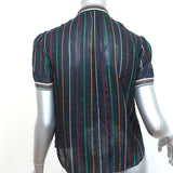 Rag & Bone Top Austin Black/Rainbow Striped Silk Size Extra Small Short Sleeve
