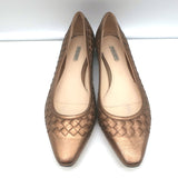 Bottega Veneta Intrecciato Pointed Toe Flats Copper Metallic Leather Size 40