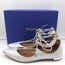Aquazzura Christy Lace-Up Pointed Toe Flats Silver Metallic Suede Size 40