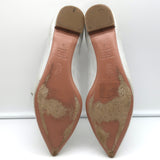 Aquazzura Christy Lace-Up Pointed Toe Flats Silver Metallic Suede Size 40