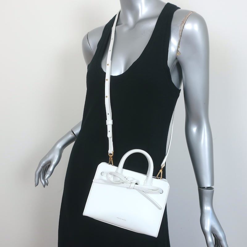 Mansur Gavriel Mini Mini Sun Tote White Leather Crossbody Bag