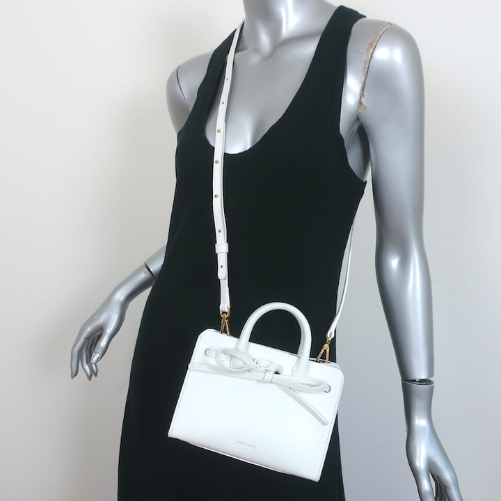Mansur Gavriel Mini Mini Sun Tote White Leather Crossbody Bag