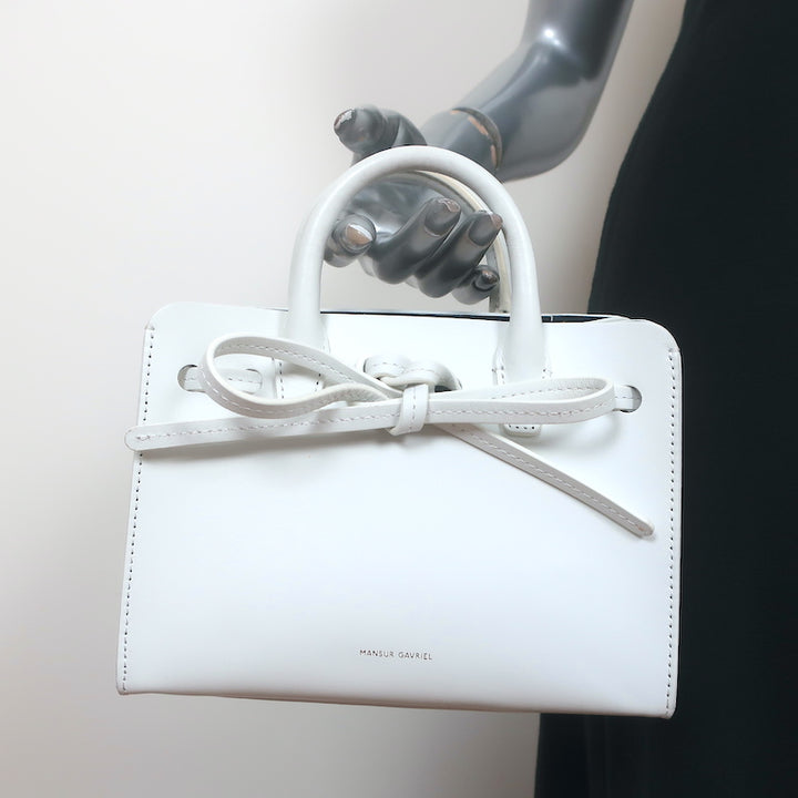 Mansur Gavriel Mini Mini Sun Tote White Leather Crossbody Bag