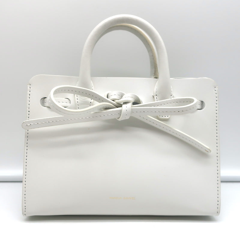 Mansur Gavriel Mini Mini Sun Tote White Leather Crossbody Bag