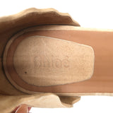 Chloe Lauren Ankle Strap Platform Espadrille Wedge Sandals Beige Suede Size 41