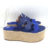 Chloe Lauren Platform Espadrille Wedge Sandals Blue Leather & Suede Size 40 NEW