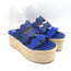 Chloe Lauren Platform Espadrille Wedge Sandals Blue Leather & Suede Size 40 NEW