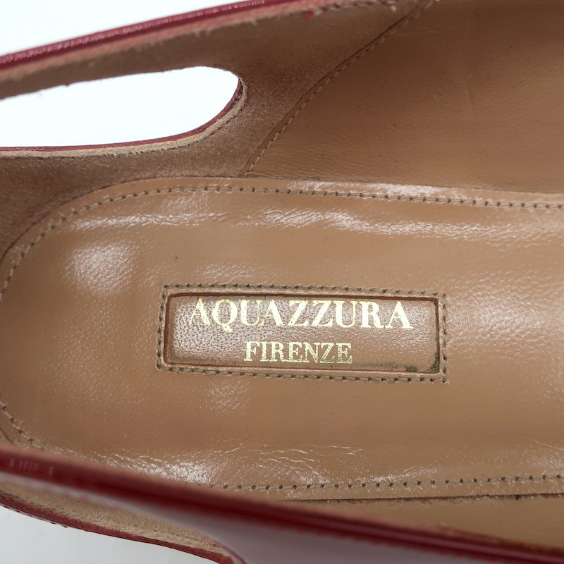 Aquazzura Forever Marilyn Tassel Flats Red Patent Leather Size 38.5