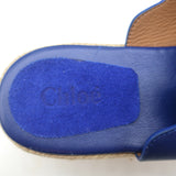 Chloe Lauren Platform Espadrille Wedge Sandals Blue Leather & Suede Size 40 NEW
