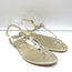 Roger Vivier T-Strap Sandals Champagne Mirror Leather Size 41 Slingback Flats