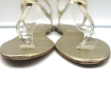 Roger Vivier T-Strap Sandals Champagne Mirror Leather Size 41 Slingback Flats