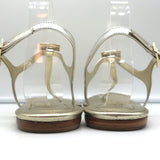 Roger Vivier T-Strap Sandals Champagne Mirror Leather Size 41 Slingback Flats