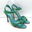 Manolo Blahnik Ankle Strap Sandals Green Patent Leather Size 40 Open Toe Heels