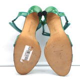 Manolo Blahnik Ankle Strap Sandals Green Patent Leather Size 40 Open Toe Heels