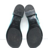 Balenciaga Studded T-Strap Sandals Blue Leather Size 40 Slingback Flats
