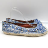 Missoni Lace-Up Espadrille Flats Blue/White Knit Size 39