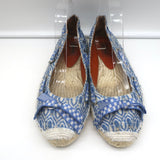 Missoni Lace-Up Espadrille Flats Blue/White Knit Size 39
