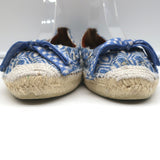 Missoni Lace-Up Espadrille Flats Blue/White Knit Size 39