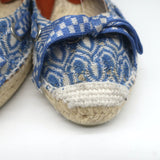 Missoni Lace-Up Espadrille Flats Blue/White Knit Size 39
