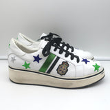 Veronica Beard Star-Embroidered Sneakers Emmerson White Leather Size 41