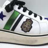 Veronica Beard Star-Embroidered Sneakers Emmerson White Leather Size 41