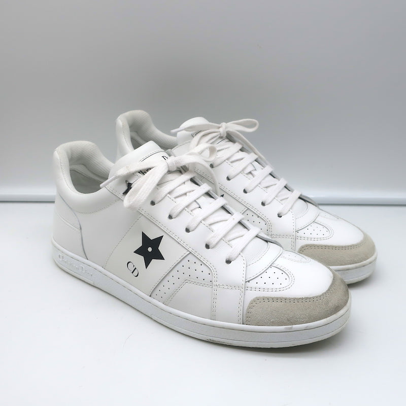 Christian Dior Star Low Top Sneakers White Leather and Gray