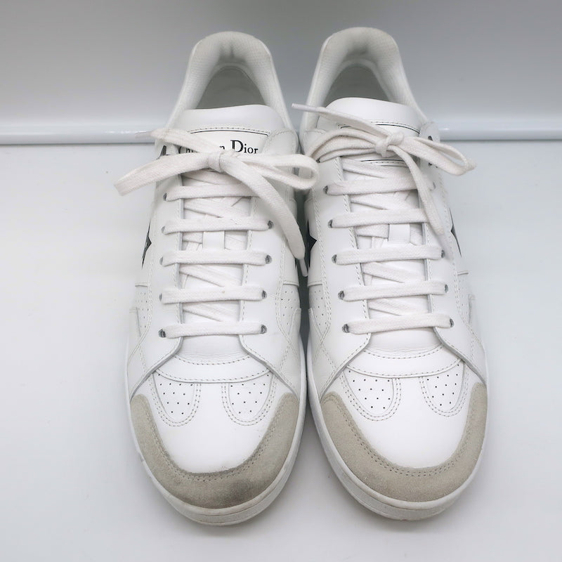 Christian Dior Star Low Top Sneakers White Leather and Gray Suede Size 37.5