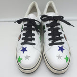 Veronica Beard Star-Embroidered Sneakers Emmerson White Leather Size 41