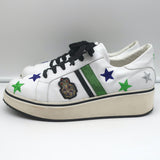 Veronica Beard Star-Embroidered Sneakers Emmerson White Leather Size 41