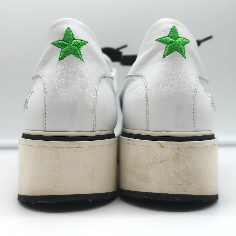 Veronica Beard Star-Embroidered Sneakers Emmerson White Leather Size 41
