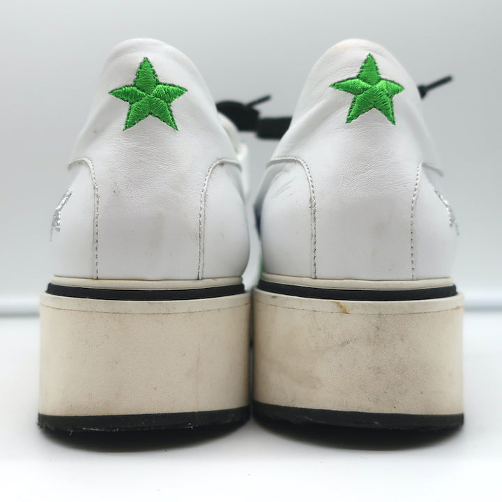 Veronica Beard Star-Embroidered Sneakers Emmerson White Leather Size 41