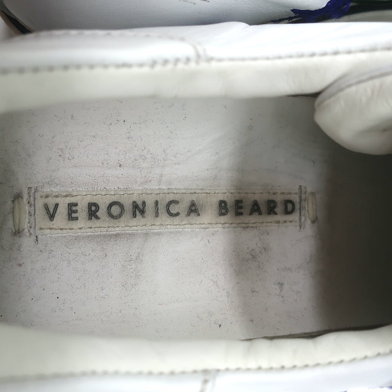 Veronica Beard Star-Embroidered Sneakers Emmerson White Leather Size 41