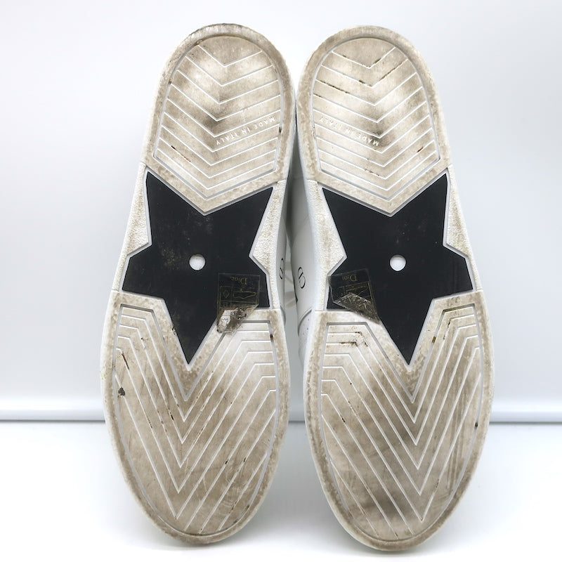 Christian Dior Star Low Top Sneakers White Leather and Gray Suede Size 37.5