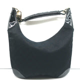 Gucci Monogram Hobo Black Patent Leather-Trim Canvas Medium Shoulder Bag