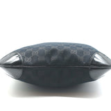 Gucci Monogram Hobo Black Patent Leather-Trim Canvas Medium Shoulder Bag