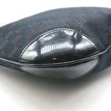 Gucci Monogram Hobo Black Patent Leather-Trim Canvas Medium Shoulder Bag
